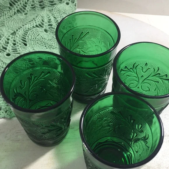 Vintage Anchor Hocking juice depression glass green “Sandwich “pattern - Picture 8 of 10